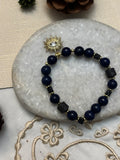 Bracelet en Pierre Onyx avec Charme Doré