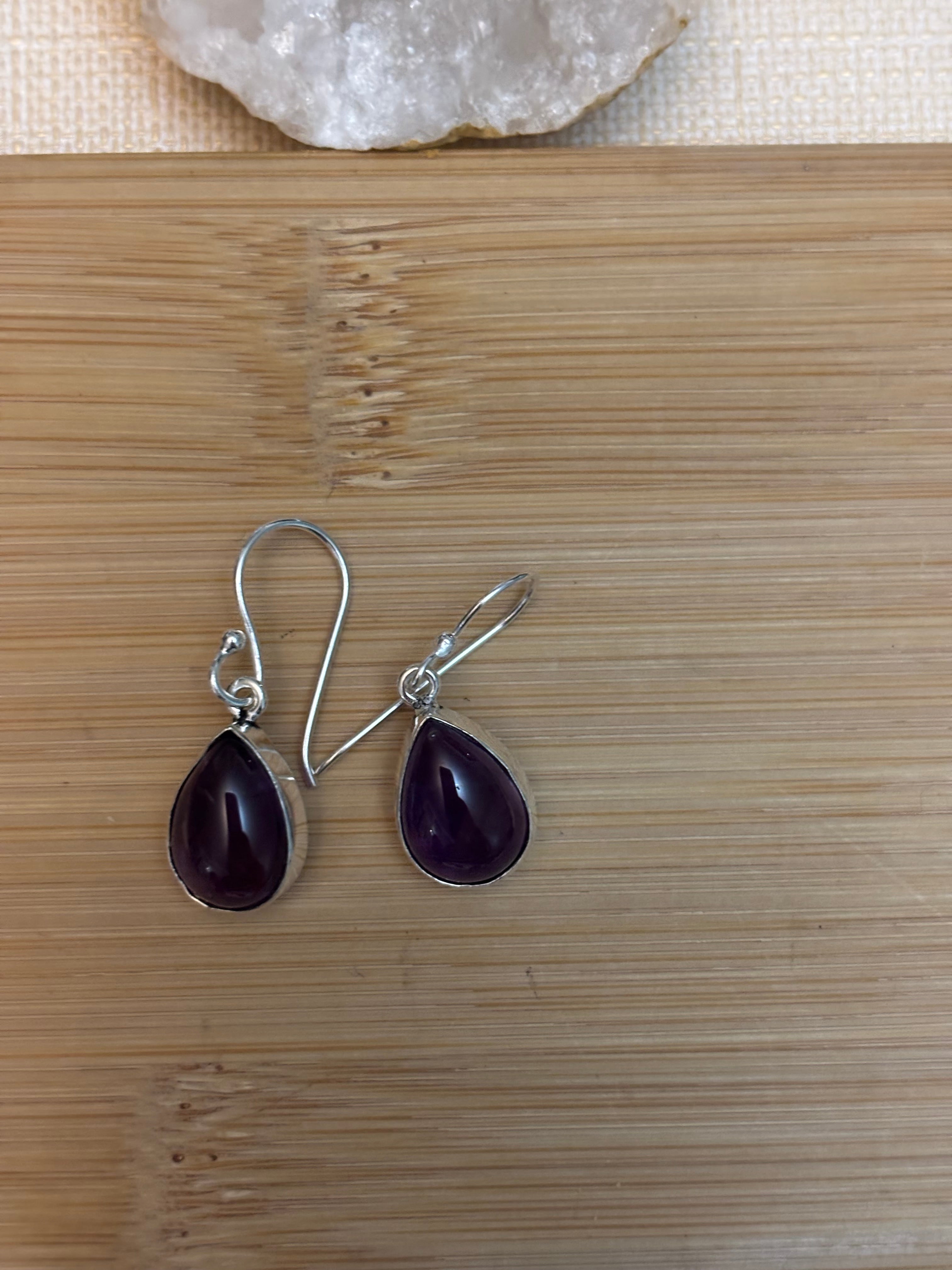 Boucles d'oreilles  améthyste en plaqué argent