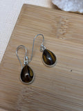 Boucles d'oreille en œil de tigre - Argent plaqué